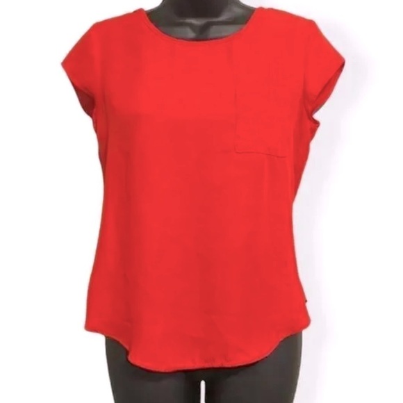 Pink Rose Red Scoop Neck Short Sleeve Blouse Size M - Picture 2 of 7